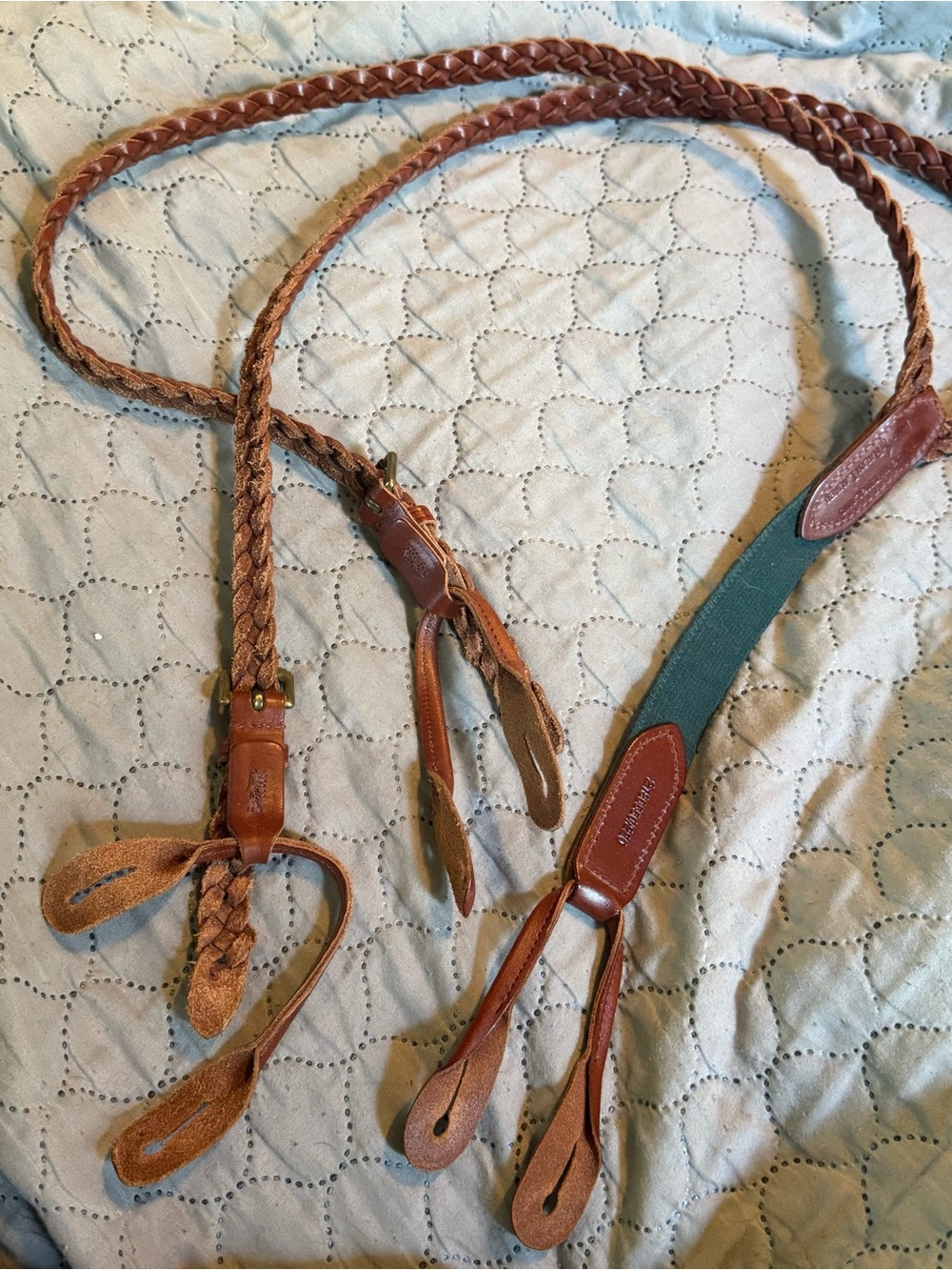Vintage Polo Ralph Lauren Leather Braided Suspenders Braces Made In England
